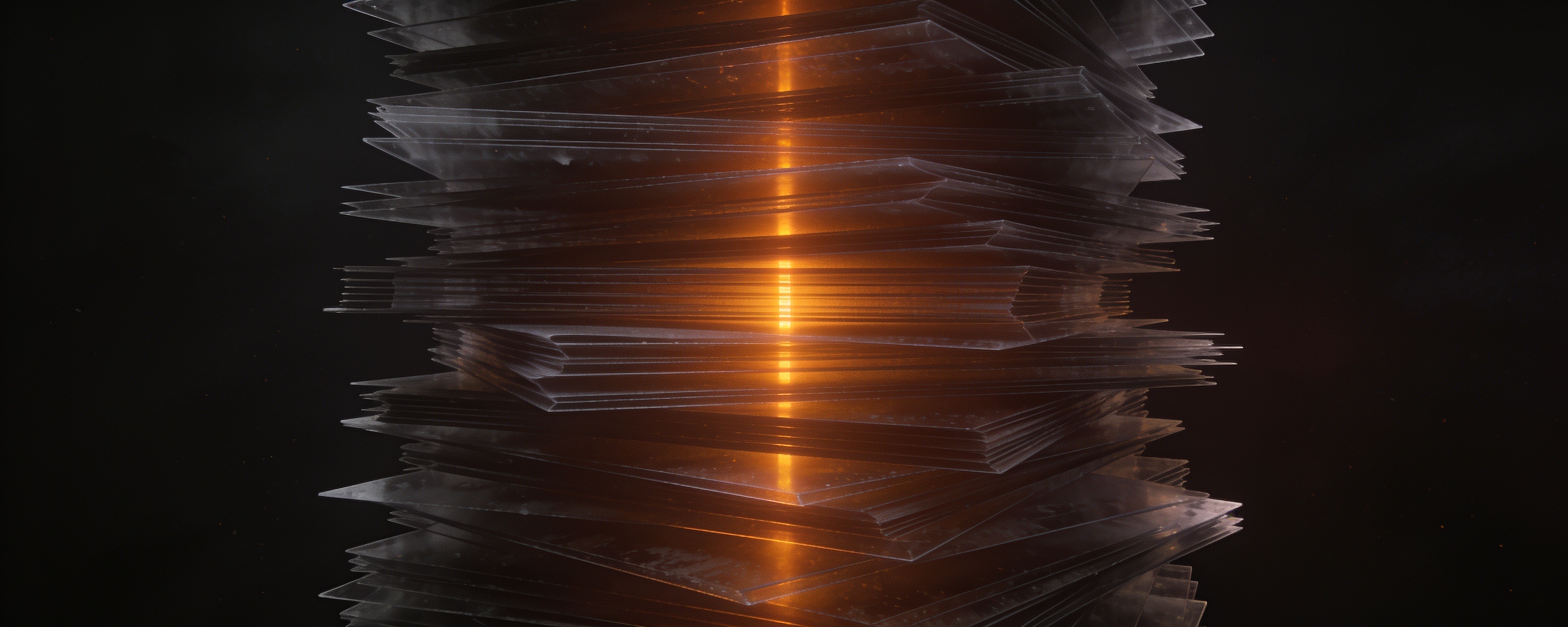A vast dark archive where most knowledge pages sit unlit and only a few glow amber